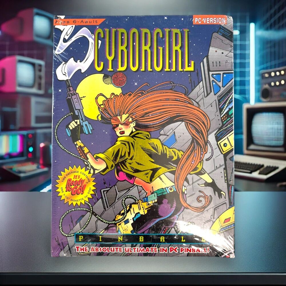 Cyborgirl Pinball PC Big Box Sealed 1994 B&N Software